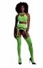 Two piece with crop top and stockings - green - XS/XL
